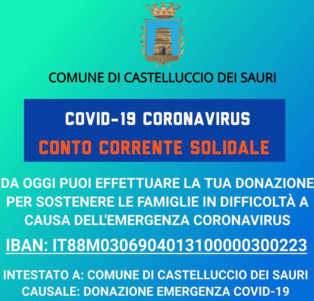 Immagine di Emergenza coronavirus covid-19 - istituito conto corrente solidale